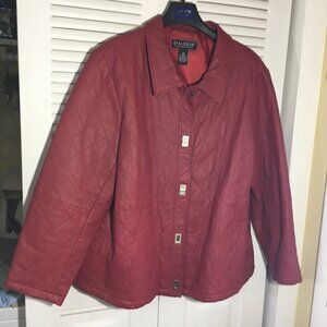 sz 1x red  leather jacket by Dialogue chest 48" chest lined